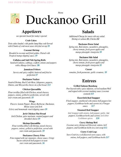 Duckanoo menu  J